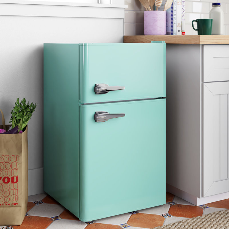 R.W.FLAME Retro 3.2 Cu. ft. Freestanding Mini Fridge with Freezer, Green