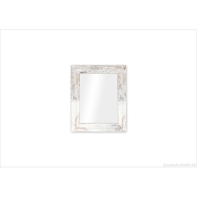 Javeria Wood Flat Wall Mirror, White/Brown, 86cm H x 60cm W