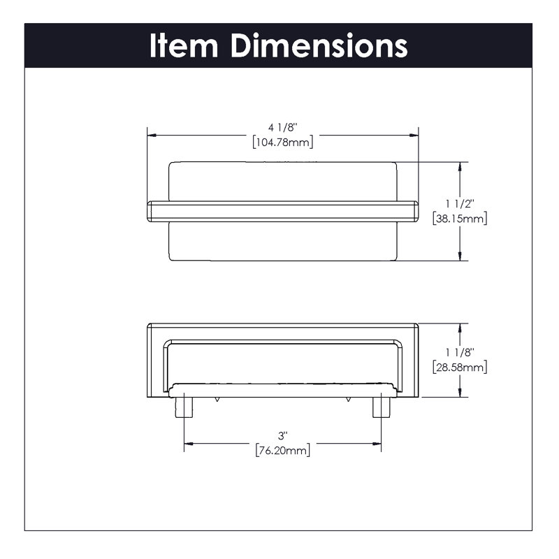 Bijou Ember Collection Handle Pull - Contemporary Hardware for Drawers & Cabinets, Satin Nickel, 3"