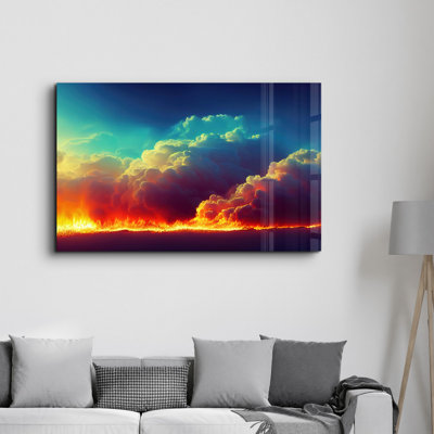 Élégante peinture murale en verre trempé de 13,8 po x 21,7 po | 100% verre trempé, épaisseur: 0,16 pouce | Imprimé UV pour des couleurs éclatantes | Parfait pour la décoration intérieure, le salon et les espaces de bureau