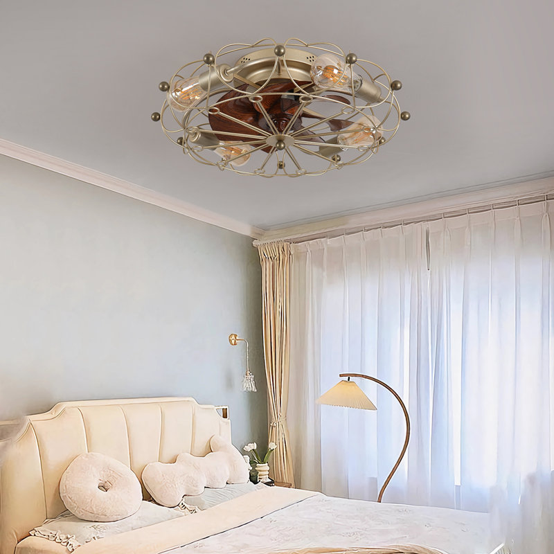 Ventilateur de plafond à profil bas avec télécommande et lumières, Gold