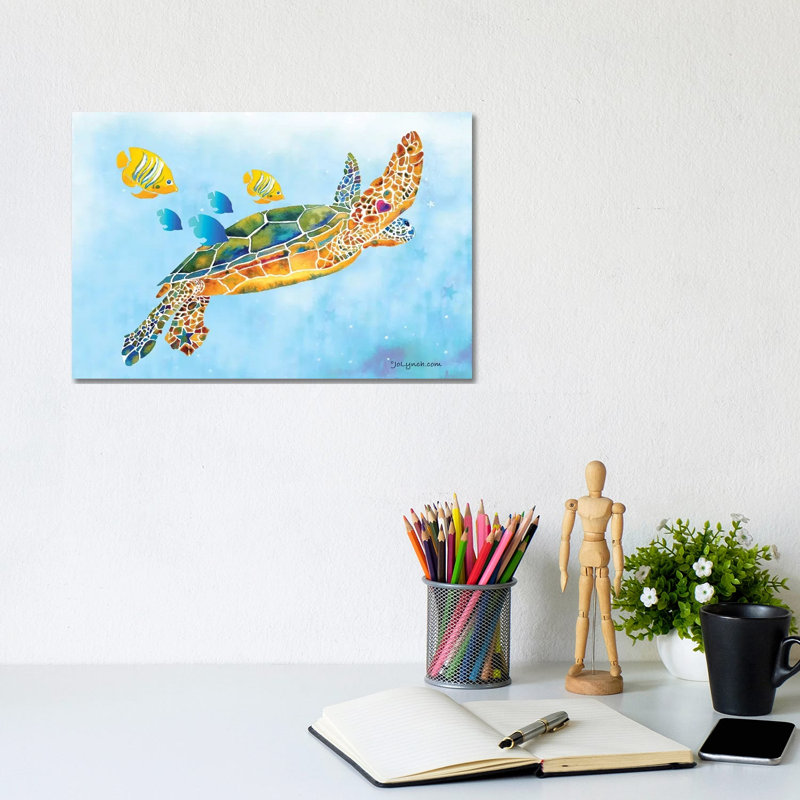 Sea Turtle Fish by Jo Lynch - Wrapped Canvas Gallery-Wrapped Canvas Giclée, 20.32cm H x 30.48cm W