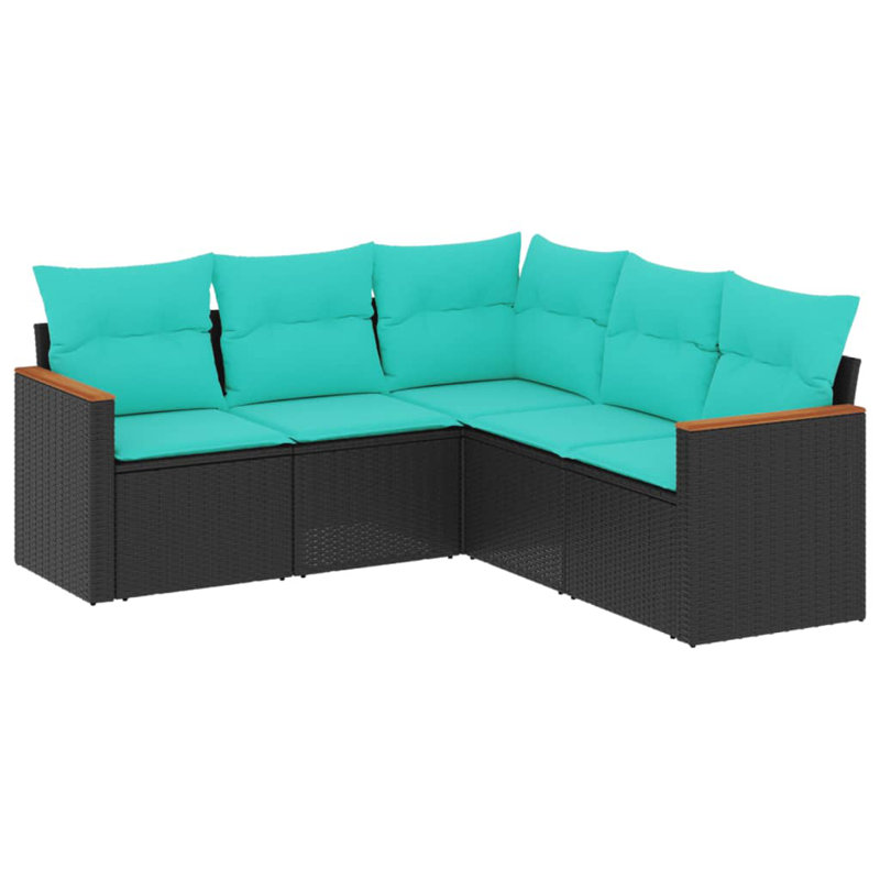 Ensemble de canapé de patio en polyéthylène rotin noir thermolaqué pour l'extérieur