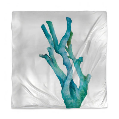 Minimalist Botanical Duvet Cover - Watercolor Sea Coral Design
