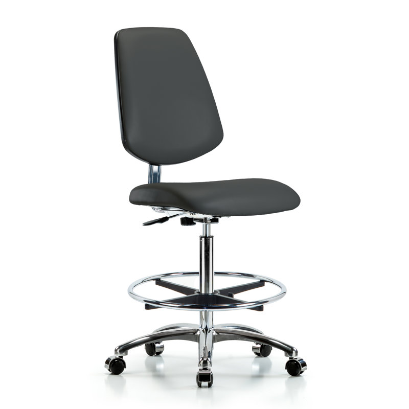 Kendal Vinyl Drafting Chair, Casters, Charcoal