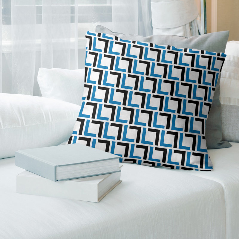 Housse de coussin Detroit Football Luxury, Gris foncé / bleu, 14 po x 14 po, Polyester sergé