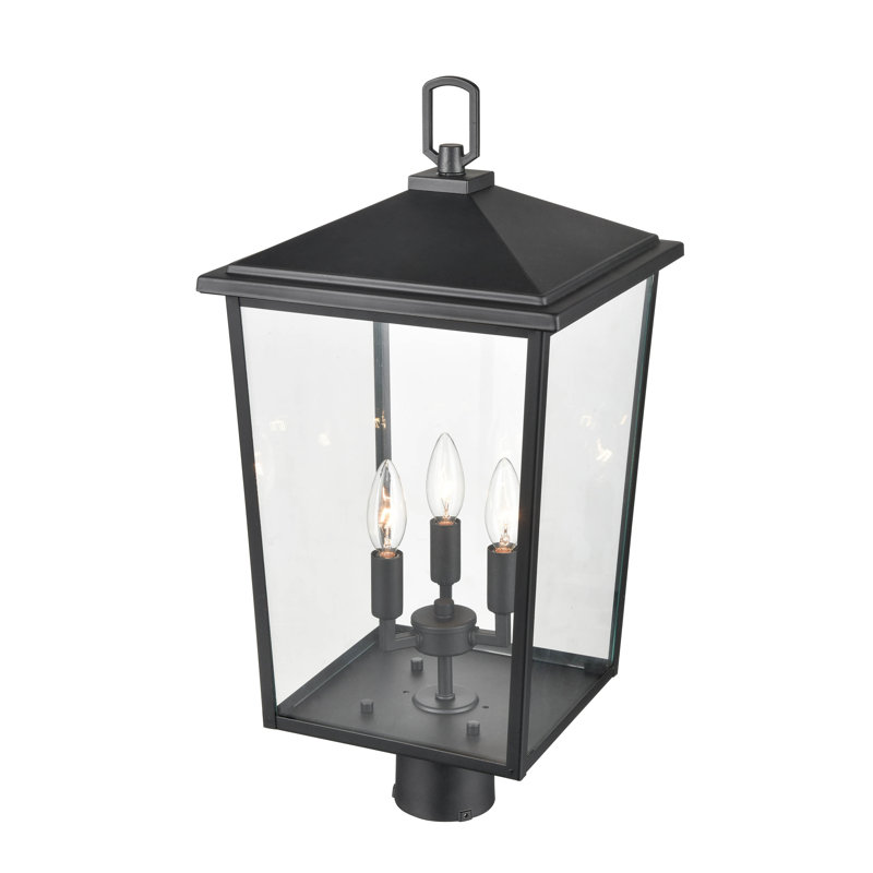 Messerly 3 Light 23" Tall Outdoor Single Head Post Light, Powder Coated Black