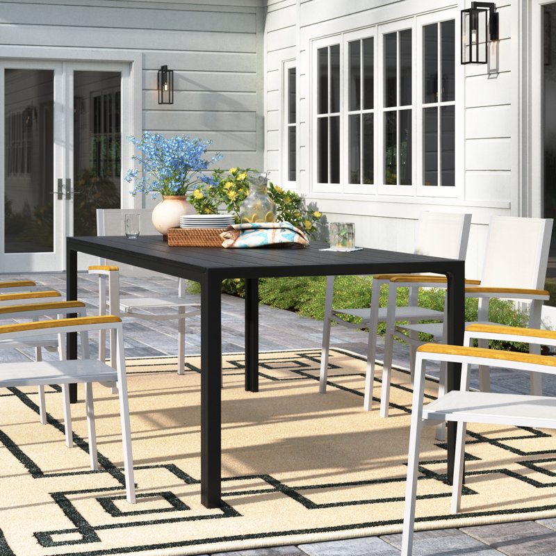 Mordechai Rectangular Table, Black, 75cm H x 205cm L x 90cm W