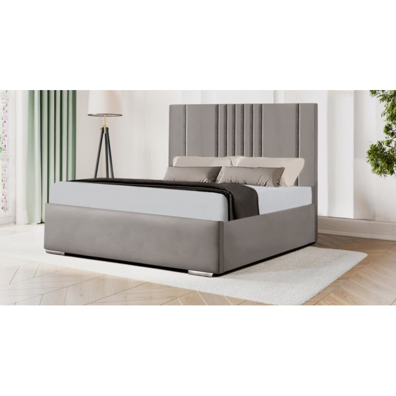 Aishia Upholstered Bed, Silver, Single (3')