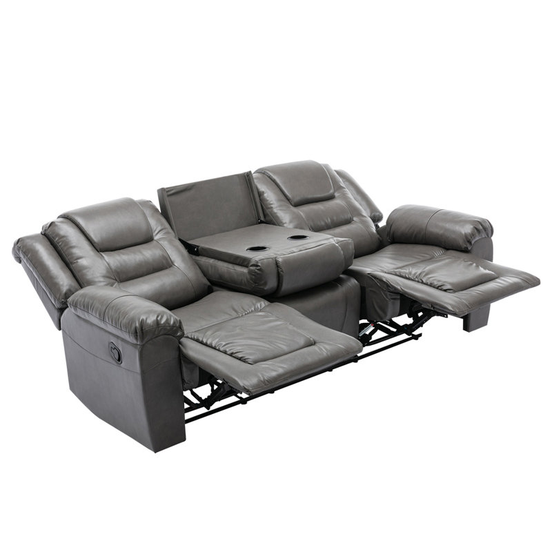 Canapé inclinable en similicuir 84,2 po, Similicuir gris