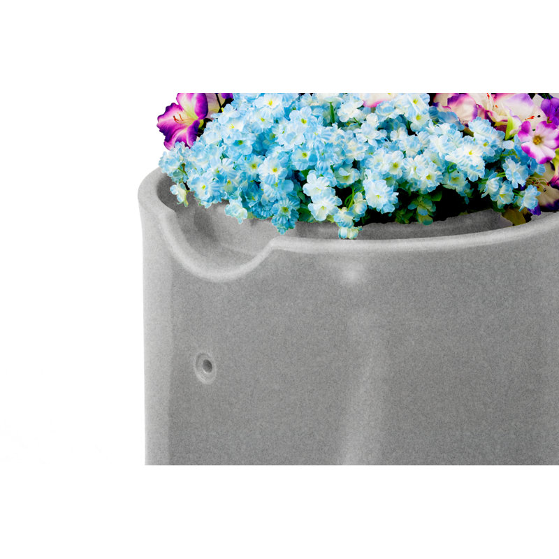 Light Granite 50-Gallon Plastic Planter Rain Barrel
