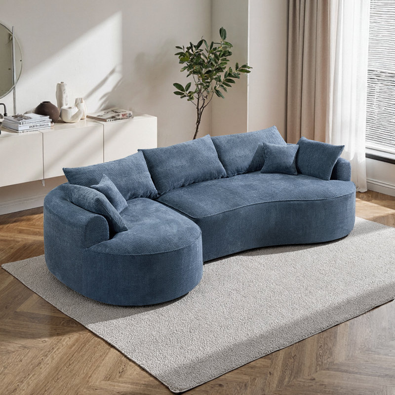 Boneless 124.5" Curved Modular Sectional Sofa, Large L-shaped Floor Couch, No Assembly Required & Boxed Delivery,easy-clean, Includes 4 Pillows,modern Design