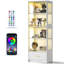 5-Tier Glass Display Cabinet with LED Lights & Adjustable Shelves & 1 Drawer-1346149597