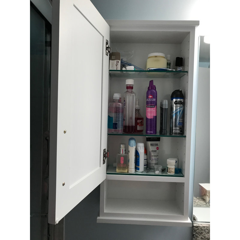 Armoire de salle de bain murale en bois massif l 15,25 po x H 31,5 po x P 8 po, Émail blanc