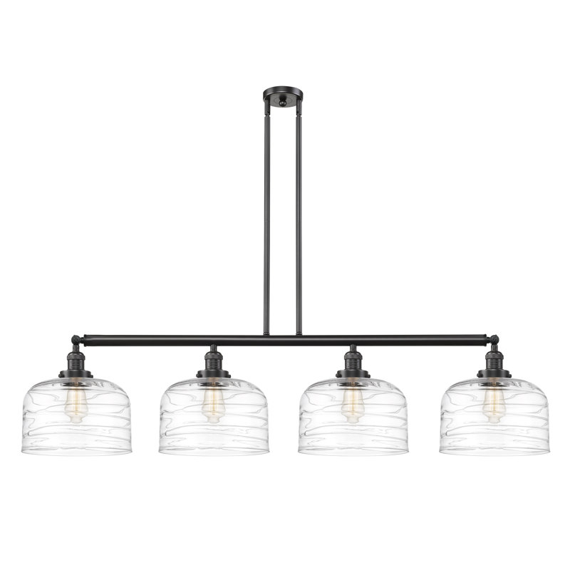 Luminaire suspendu linéaire à 4 lumières pour îlot de cuisine Amanita, H 13 po x l 54 po x P 12 po, DEL, Laiton antique