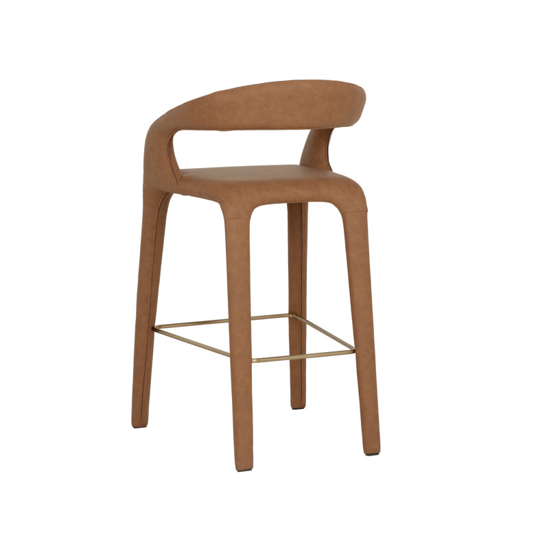 Atika Upholstered Bar Stool, Milliken Cognac, Counter Stool (26" Seat Height)