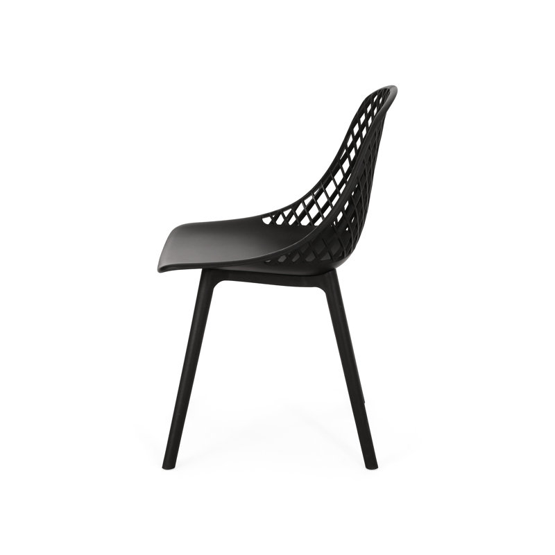 Modern Lily Chair For Outdoors - Black Polypropylene With Weather- Feature And Elegant Design, 32.73 In. Height Outdoor Seating In Diamond Mesh Base, 20.3 Package
