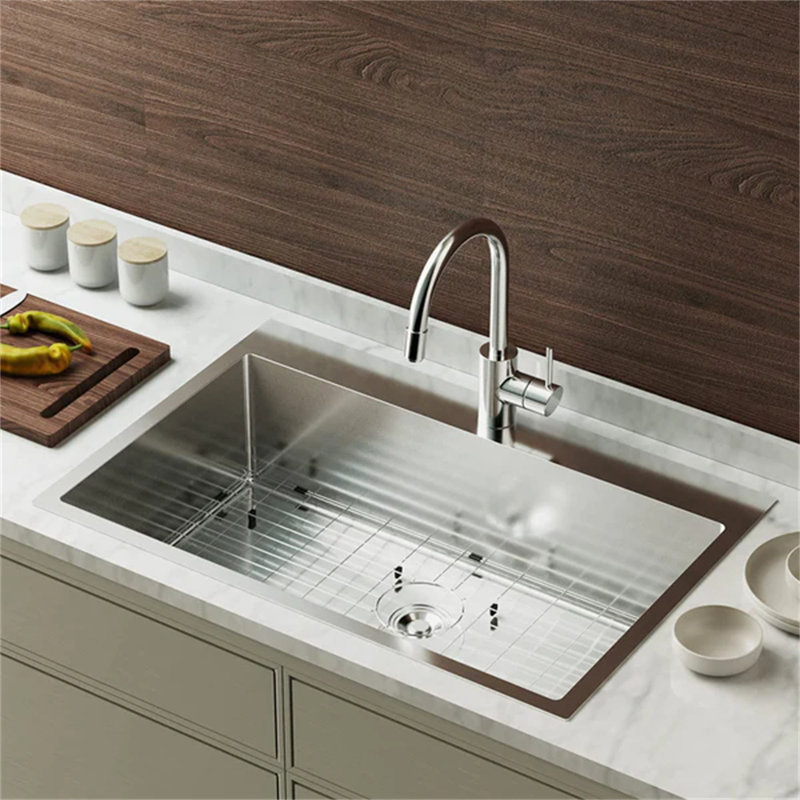 Drop-In 304 Stainless Steel Sink Kitchen With Protector