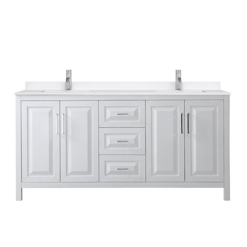 Daria 72'' W Vanity, Polished Chrome, White, White Quartz