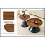 Ensemble de tables basses rondes 2 pièces à la mode, comptoir texturé en noyer avec base en métal stable, table d'appoint facile à nettoyer dans le salon et la chambre à coucher (noyer et noir)-2053386287