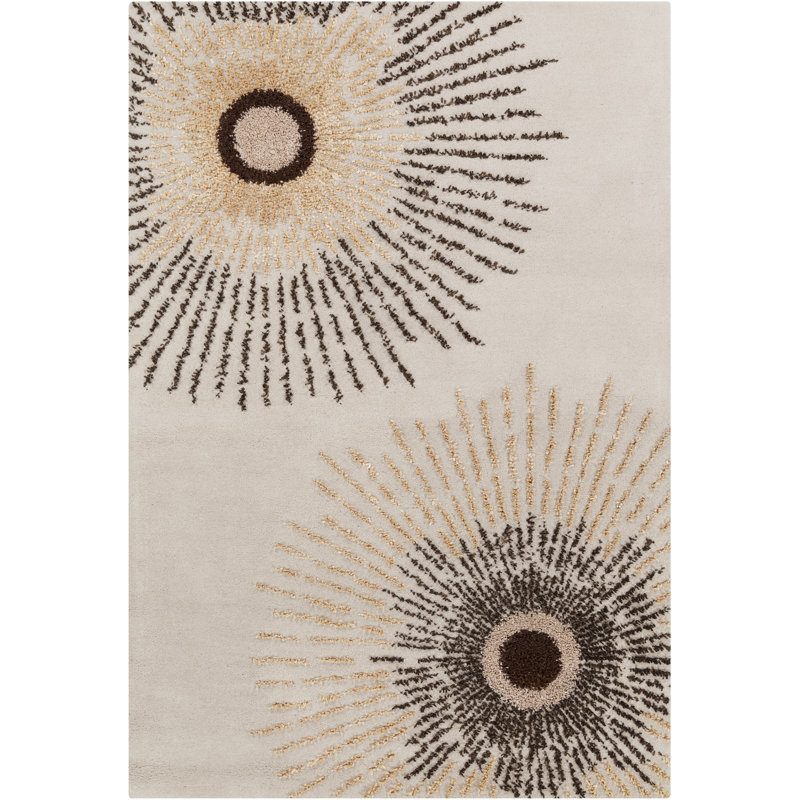Tapis phare en laine Sunburst, Rectangle 7 pi 9 po x 10 pi 6 po