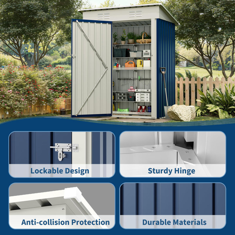 5x3FT Multi-Used Shed & Outdoor,Storage Shed with Lockable Door,Anti-Corrosion Storage House with Sloping Roof for Backyard Outdoor Patio