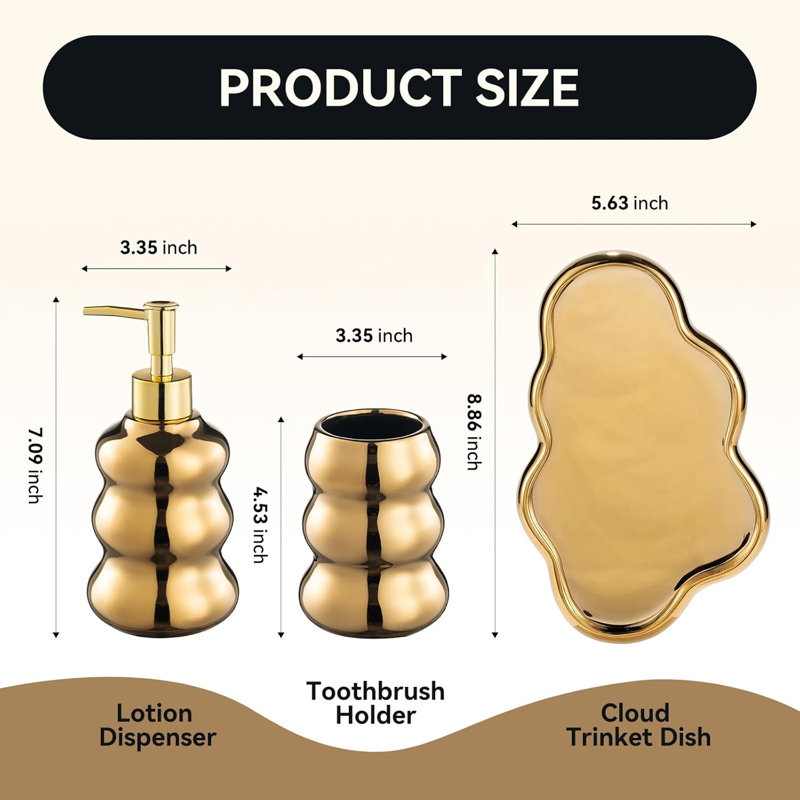 Golden Bathroom Accessories Set