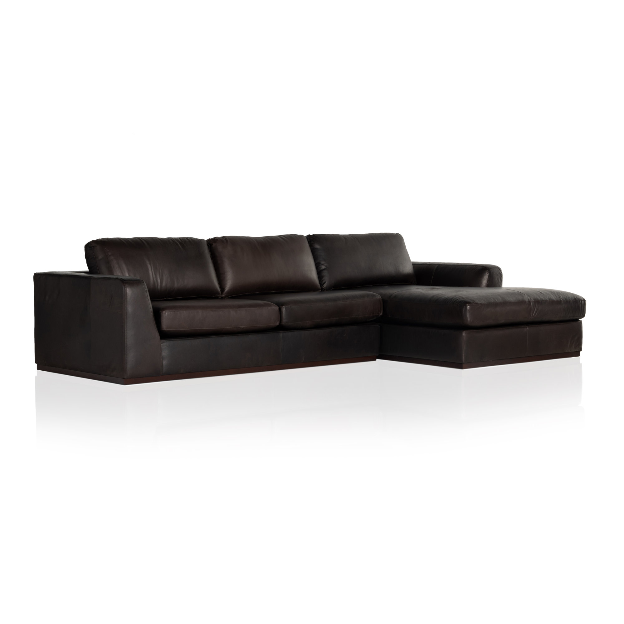 Marah Modular Upholstered Chaise L-Sectional, Right Hand Facing, Heirloom Cigar/Genuine Leather