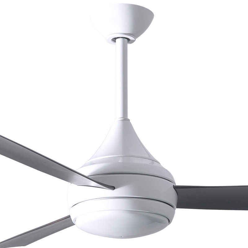 Donaire 52'' Ceiling Fan with LED Lights, Gloss White, Brushed Bronze