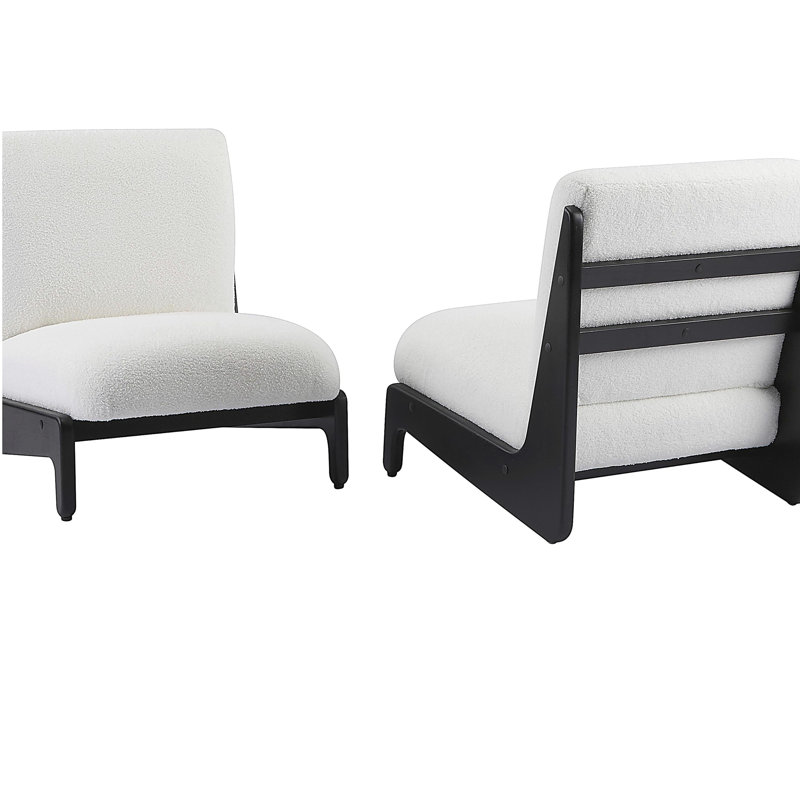Chaise d'appoint Scott Living Moda blanche avec structure en bois massif noir, ensemble de 2, Blanc