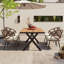 Ensemble contemporain d'extérieur avec chaises en rotin PE et table en bois plastique