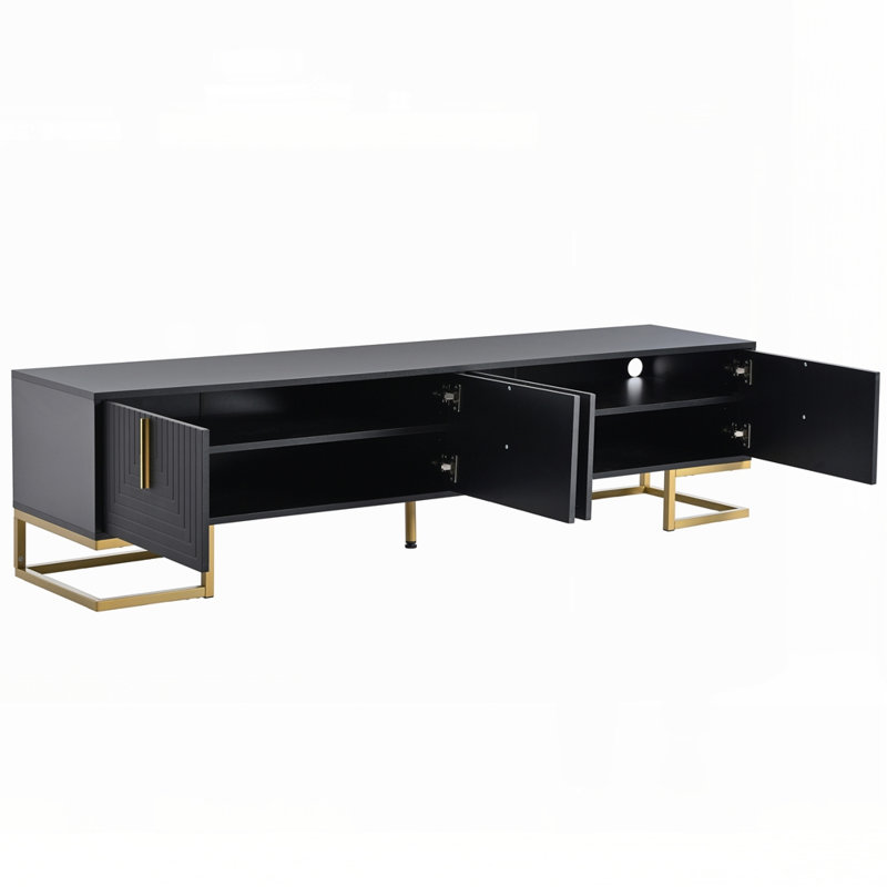 Modern TV Stand With Metal Legs For Tvs Up To 80", Black