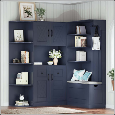 Multifunctional Left-Right Hall Cabinet with 4 Hooks