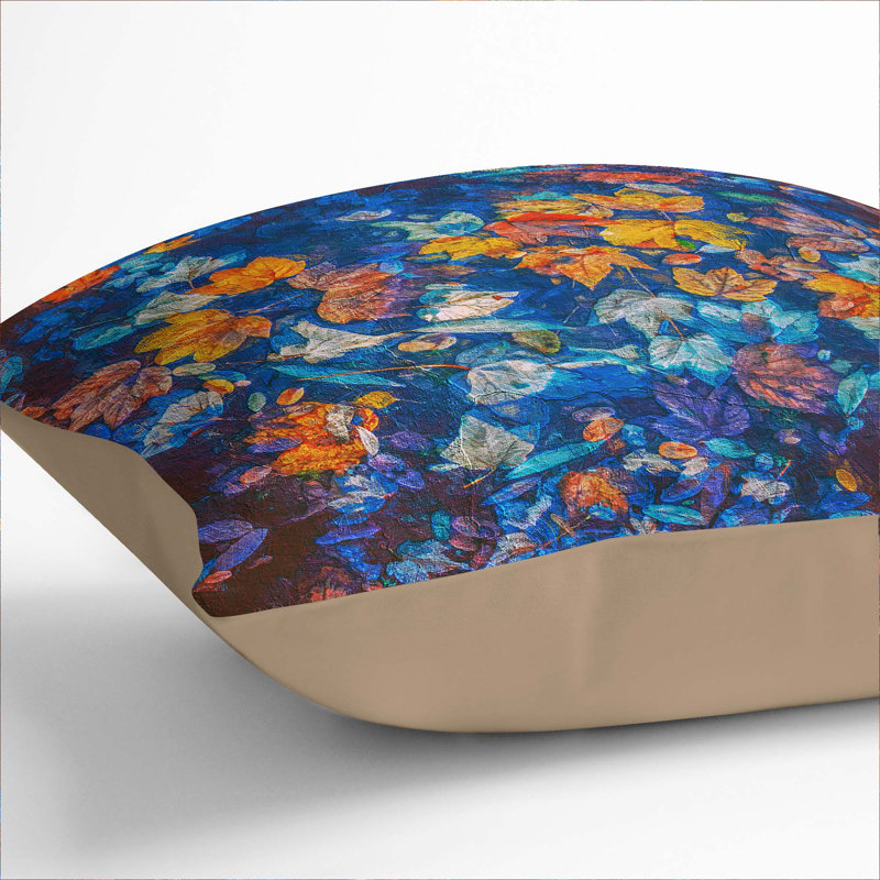 Autumn Leaves Cushion with Filling, 40cm H x 40cm W x 15cm D, Stone