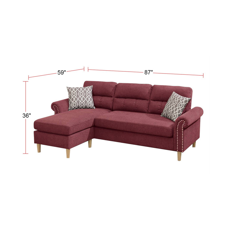 Canapé modulaire réversible en velours rouge paprika