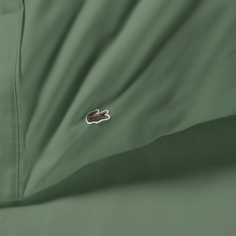 Lacoste Cotton Percale 100% Cotton Pillowcase, Standard Pillowcase, Ivy Green