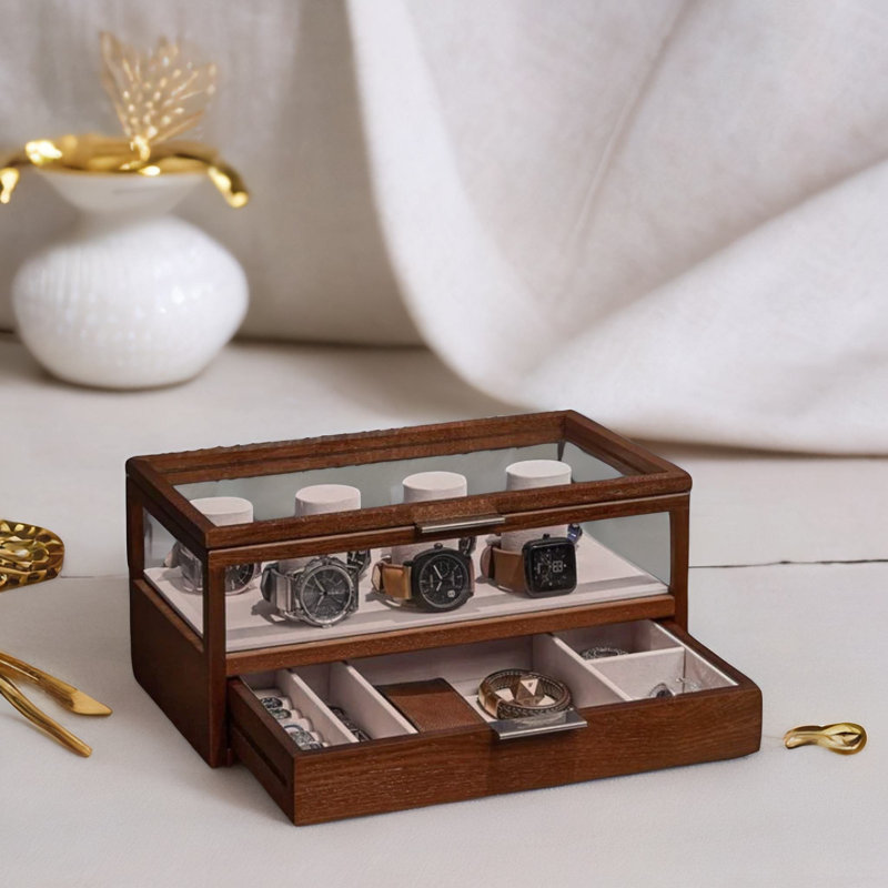 2 Tier Wooden Watch Storage Display Box