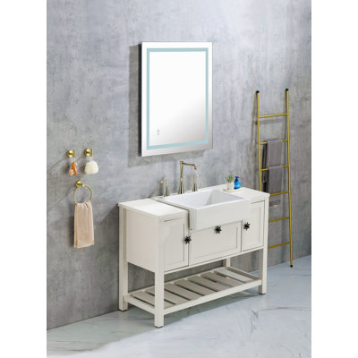 32*24 LED Lighted Bathroom Wall Mounted Mirror With High Lumen+Anti-Fog Separately Control+Dimmer Function