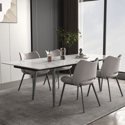 Family-Friendly Extendable Dining Table - 120 to 160cm Sintered Stone Top - Scratchproof Kitchen Table  for 4-10 People Fast Dispatch From UK Warehouse — 2 Working Days Deliver within 2-4 working days.