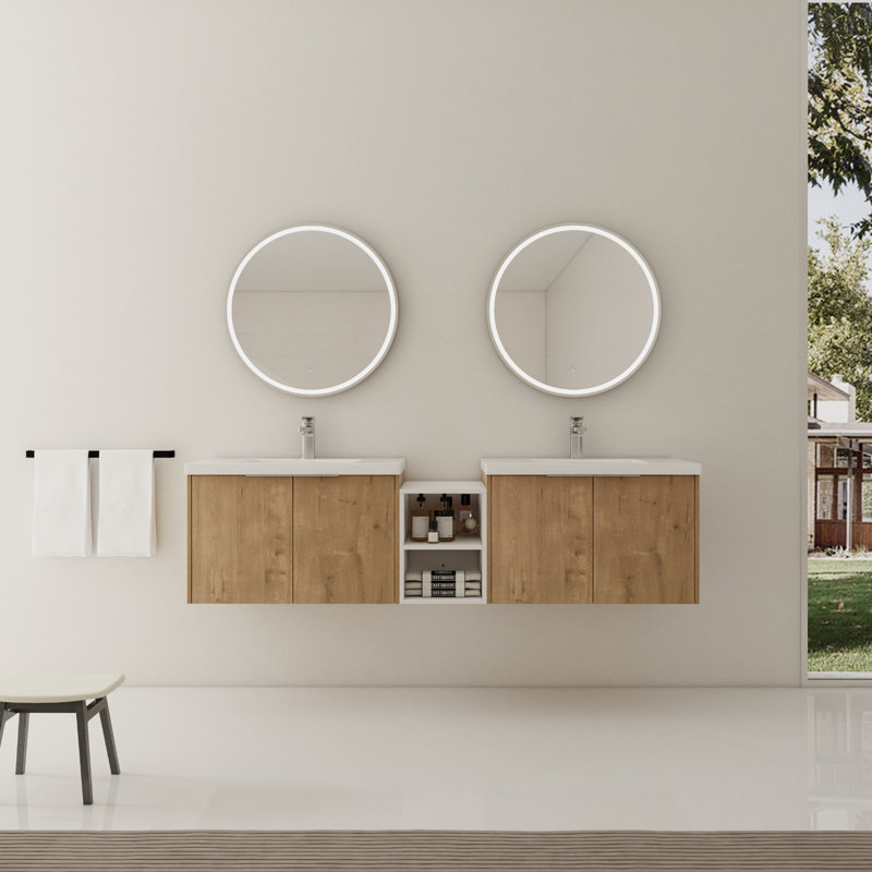 Ensemble de meuble-lavabo flottant 72 po, Imitative Oak