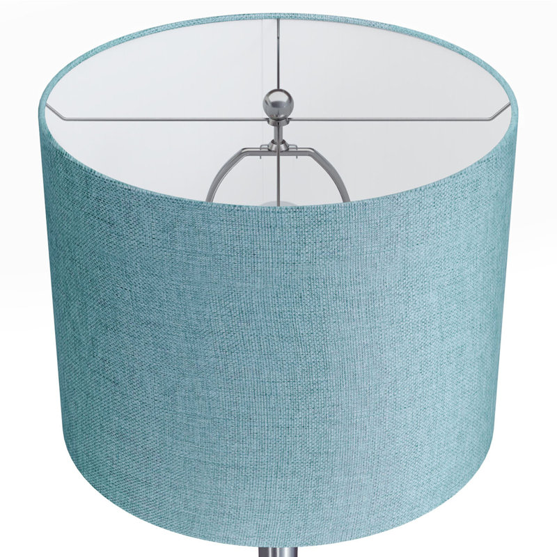 Contemporary Accent Table Lamp, Silver, Turquoise