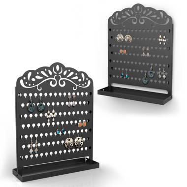 Mango Steam Slim Profile Wall-Mounted Jewelry & Earring Organizer (Peacock, Black)