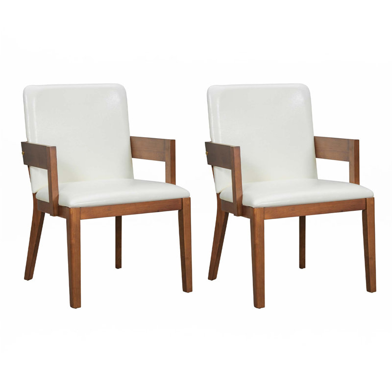 Ensemble de 2 chaises de salle à manger rembourrées en similicuir, Noyer