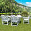 Chaise de patio 2 pièces avec accoudoirs, hanches, simili grain de bois blanc pur, décision de confort extérieur de 2, siège confortable-1340935816