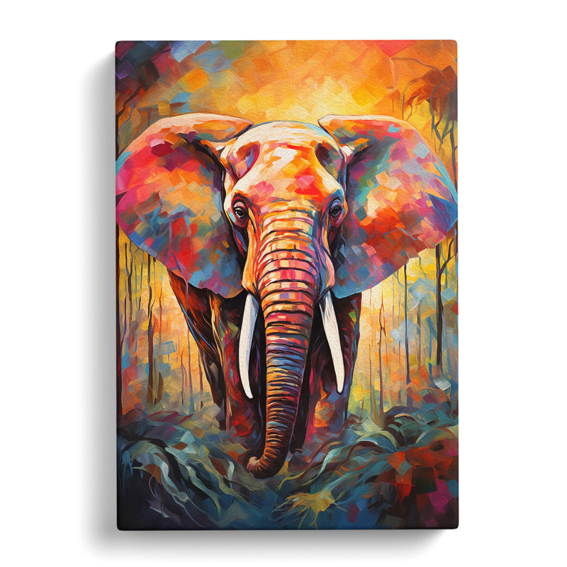 Elephant Expressionism No.2 - Wrapped Canvas, 60cm H x 40cm W x 3cm D