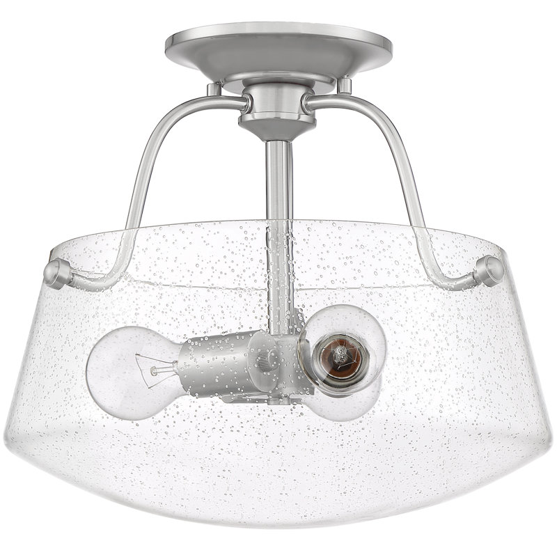 Plafonnier semi-encastré 3 lumières 14,5 po Claribel, Nickel brossé
