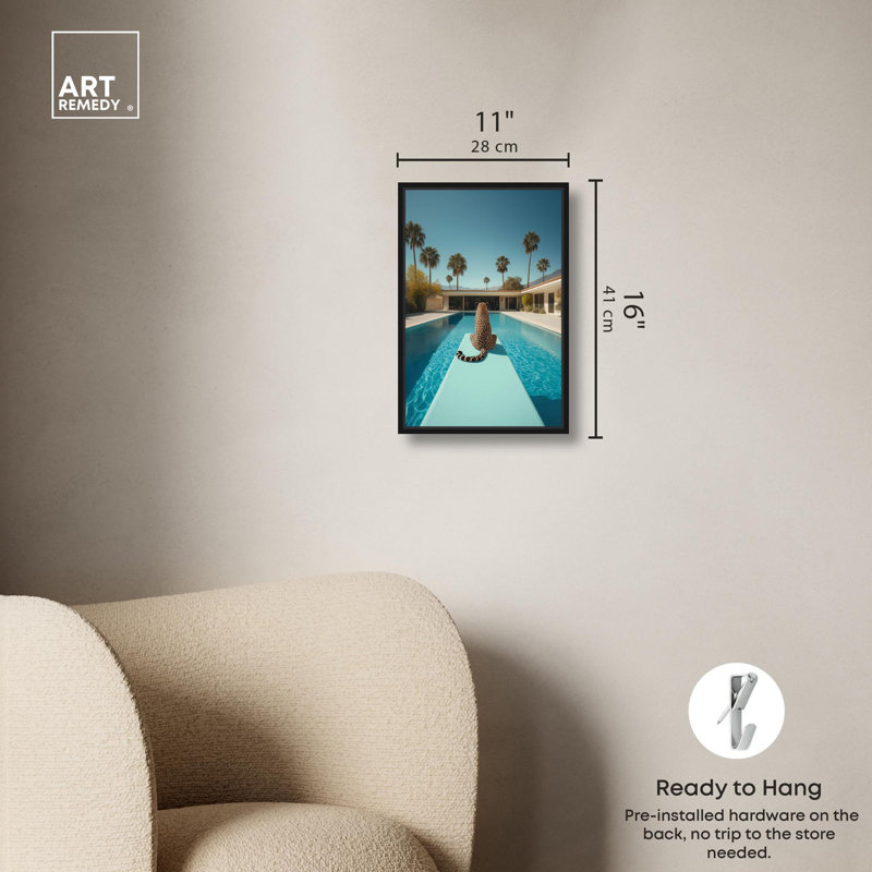 Art, art moderne, toile de tigre moderne, Cadre flottant noir, H 16 po x l 11 po