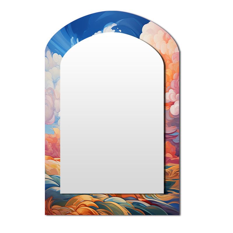 Clouds Skys Canvas VI - miroir asymétrique Clouds, miroir mural unique Peach Arch, impression sur métal, 43 po x 33 po