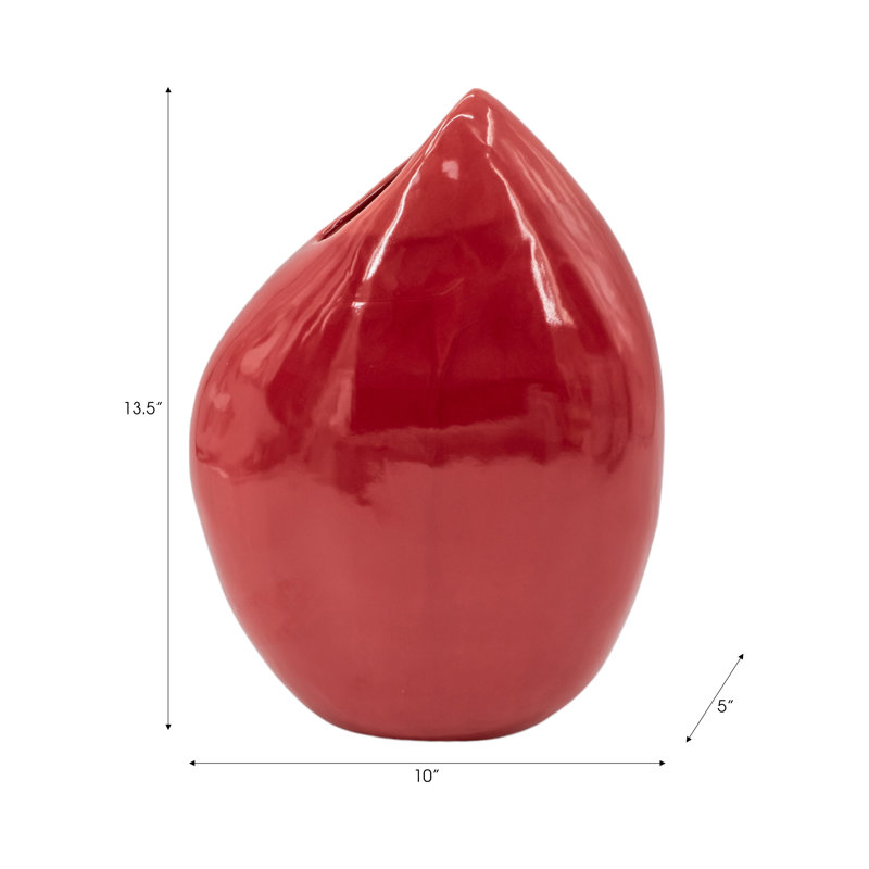 Handmade Ceramic / Porcelain Table Vase, 13.5" H x 10" W x 5" D