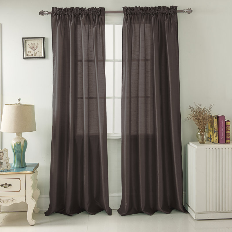 Panneau de rideau de fenêtre semi-transparent Alexzavier, Chocolat, l 54 po x L 84 po